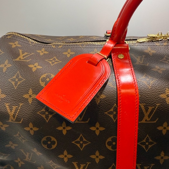 Louis Vuitton Monogram and Red Trim Keepall Bandouliere 50 - Picture 2 of 12
